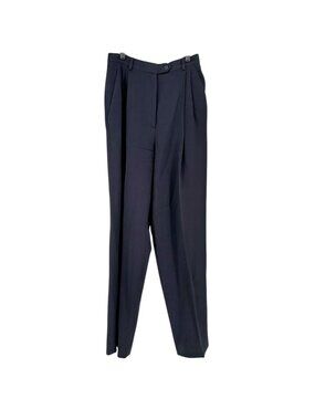 Burberrys Dress Pants Womens Size 4 Navy Blue Wool Pleated Made In USA Classic